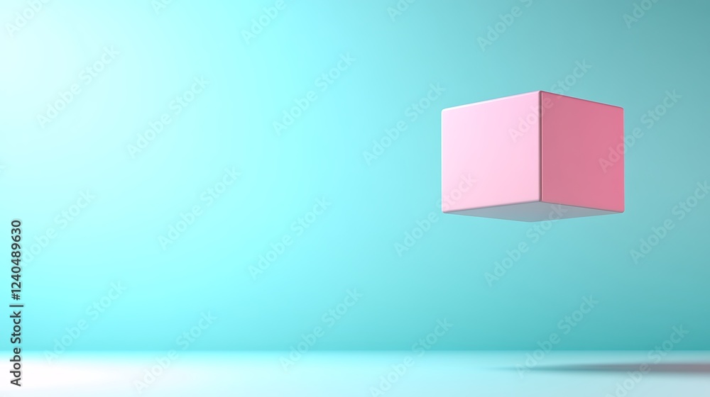 Floating Pink Cube on Light Background with Soft Gradient for Creative and Modern Design Concepts Floating Pink Cube on Light Background with Soft Gradient for Creative and Modern Design Concepts