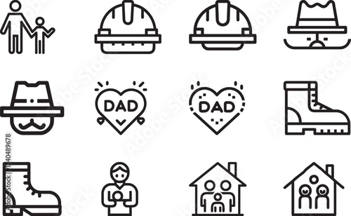 Happy father day icons set