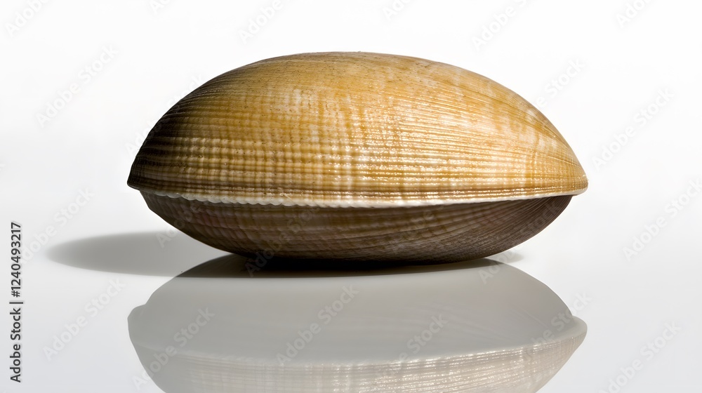 Detailed Closeup of a Single Brown Seashell on White Background Detailed Closeup of a Single Brown Seashell on White Background
