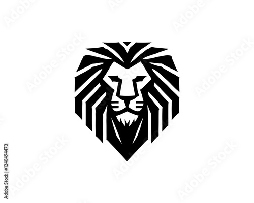 Lion Logo Design Vector Template. Lion Head Logo Icon Vector illustration. Black and white Lion head vector illustration.	