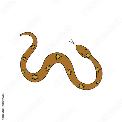 Snake in doodle style on a white background. Trendy design. Symbol of the year of the snake according to the Chinese calendar.