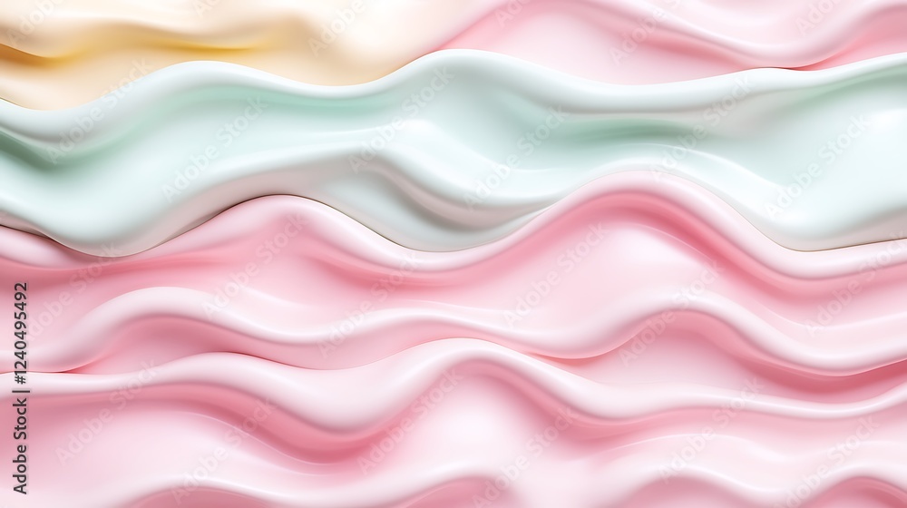 Soft Pastel Wave Pattern Background with Flowing Textures in Yellow, Green, Pink, and White Tones for Design Use Soft Pastel Wave Pattern Background with Flowing Textures in Yellow, Green, Pink, and White Tones for Design Use