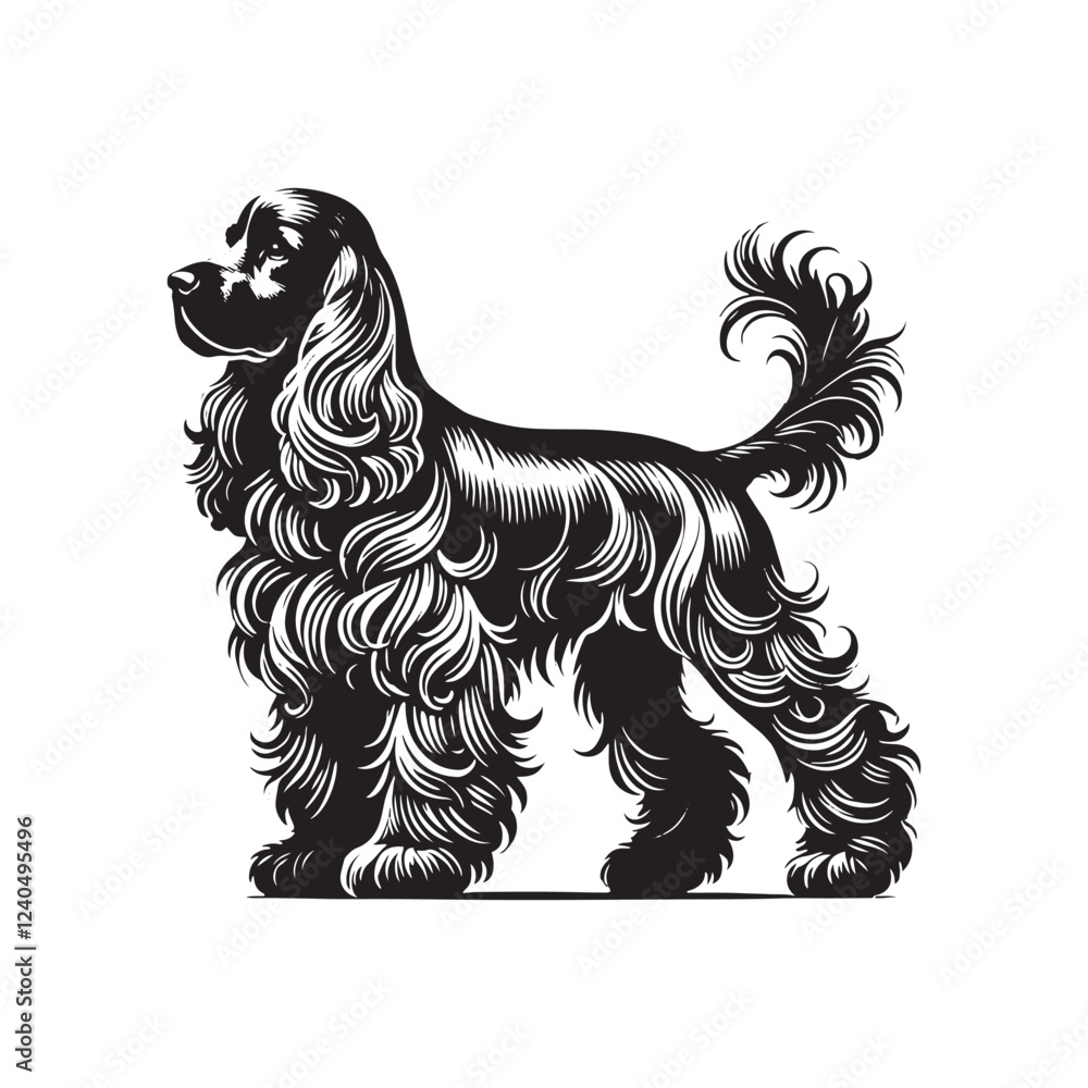 Fototapeta premium Minimalist Cocker Spaniel Dog Silhouette - Cocker Spaniel Dog Vector - Illustration of Cocker Spaniel Dog.