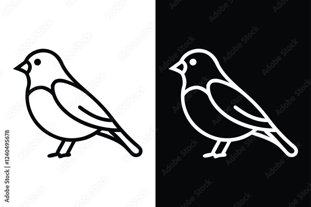 Fototapeta premium Download Finch Silhouette Vector Icon Crisp Black & White.