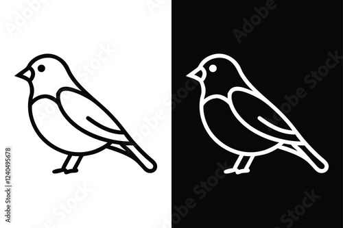 Download Finch Silhouette Vector Icon Crisp Black & White.