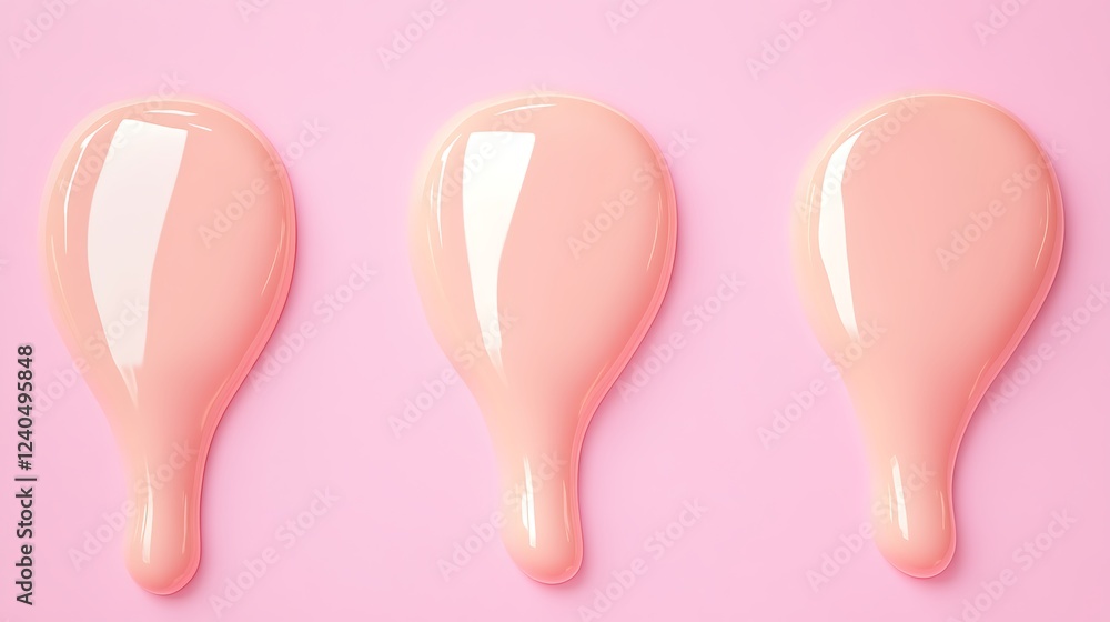 Soft Pink Drops of Liquid on a Light Pink Background for Creative and Artistic Background Design