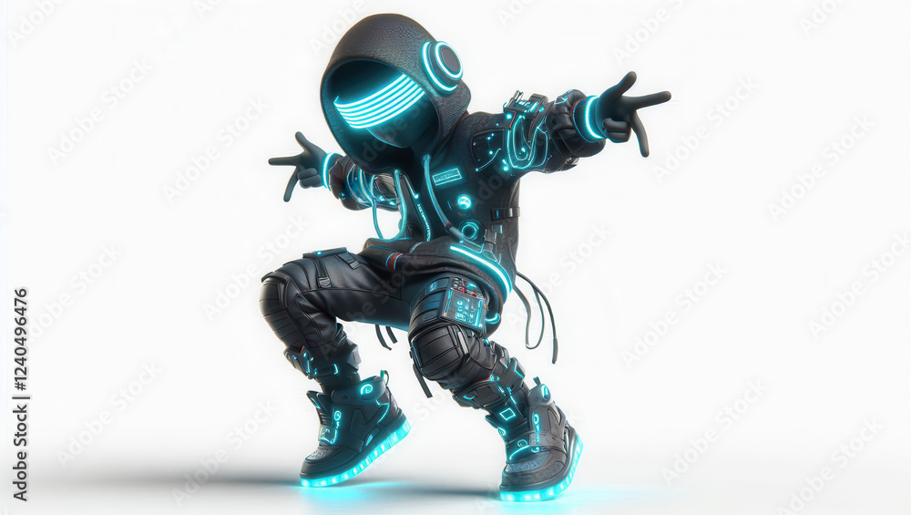Dynamic dance performance of futuristic character digital environment 3d art neon glow Dynamic dance performance of futuristic character digital environment 3d art neon glow