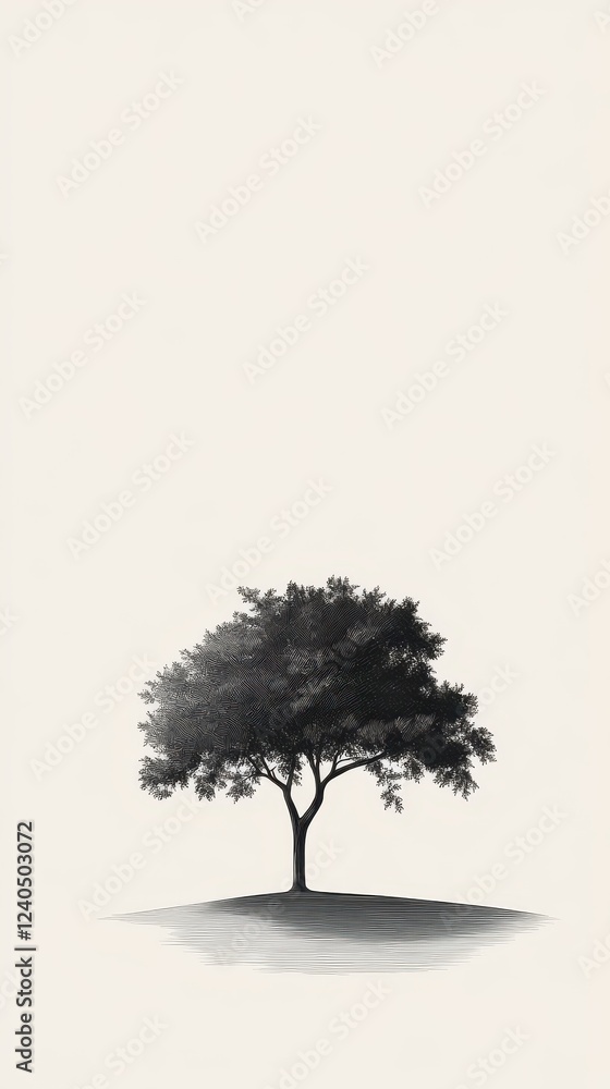Fototapeta premium Solitary Tree Stands Alone Against Pale Sky