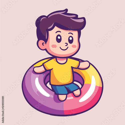Kid In Swimming Pool Vectors Illustrations