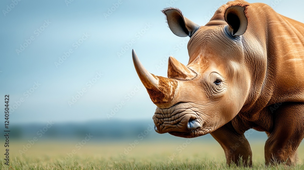 Obraz premium rhinoceros grazing in a vast grassland