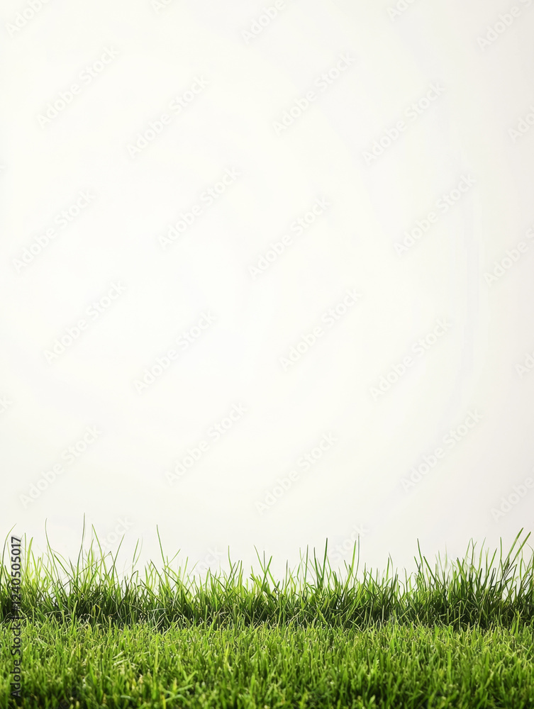 Obraz premium Green grass against a white background.