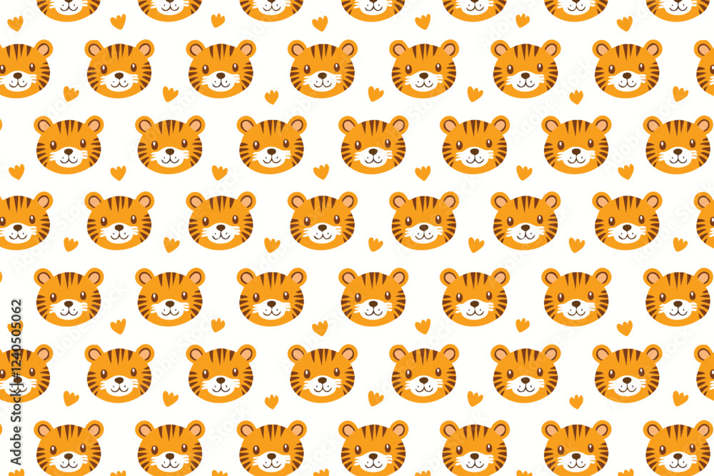 Cute tiger seamless pattern background illustration Cute tiger seamless pattern background illustration
