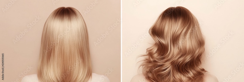 Fototapeta premium Comparison of thin hair and thick hair showcasing noticeable differences in volume and texture. Generative AI