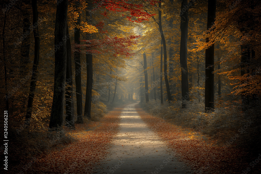 Fototapeta premium Autumnal Path Through Enchanting Forest
