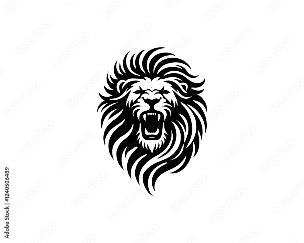 Obraz premium Powerful Roaring Lion Logo Design