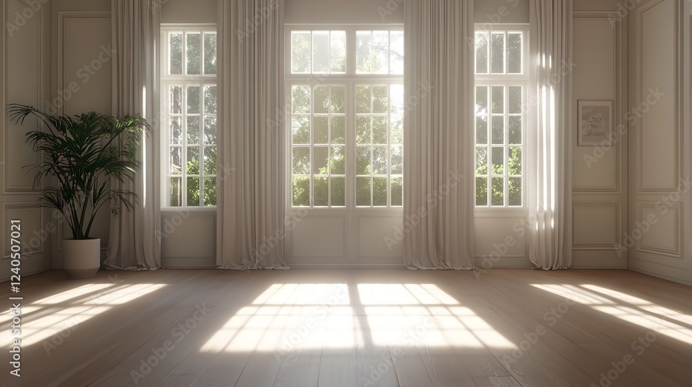 Sunshine reaching a house through sliding doors Sunshine reaching a house through sliding doors
