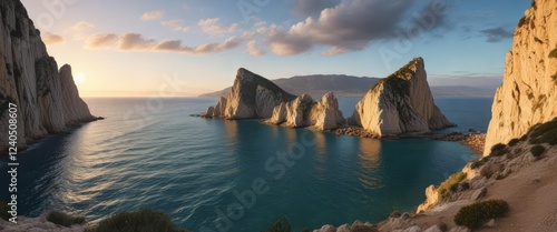 Rock formations of the Gibraltar Peninsula with the Bay of Algeciras and Mediterranean Sea, Mediterranean, Peninsular