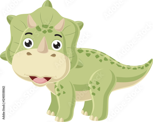 Cartoon little triceratops on white background