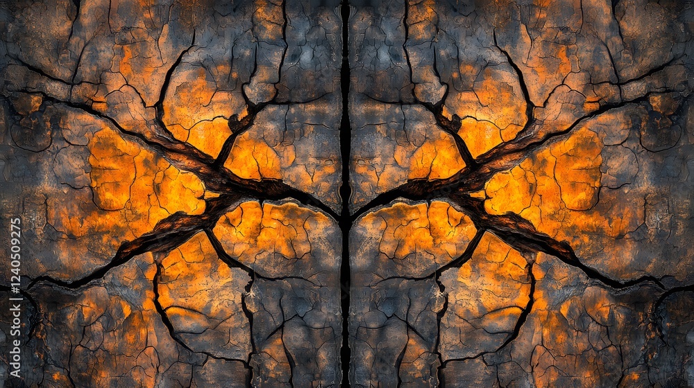 Abstract Crackled Earth Texture Symmetrical Design Abstract Crackled Earth Texture Symmetrical Design