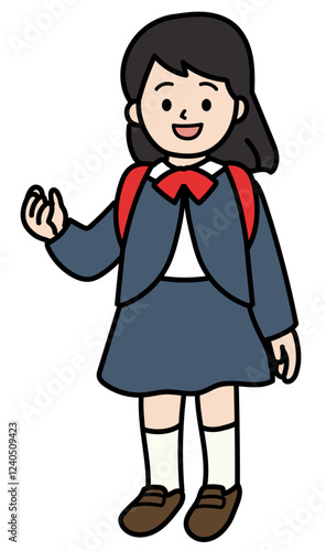 小学生の女子のベクターイラスト