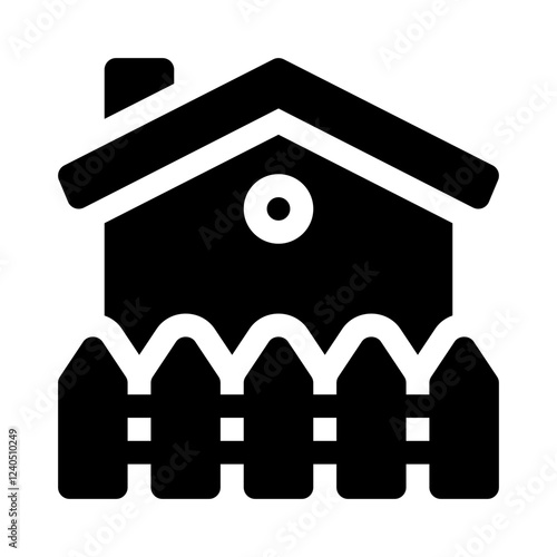 House with Fence glyph icon