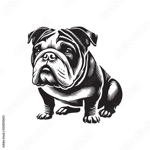 Minimal Continental Bulldog Silhouette - Continental Bulldog Vector - Illustration of Continental Bulldog.