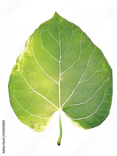 green aspen leaf, no shadow, white solid backgroundn high details photo