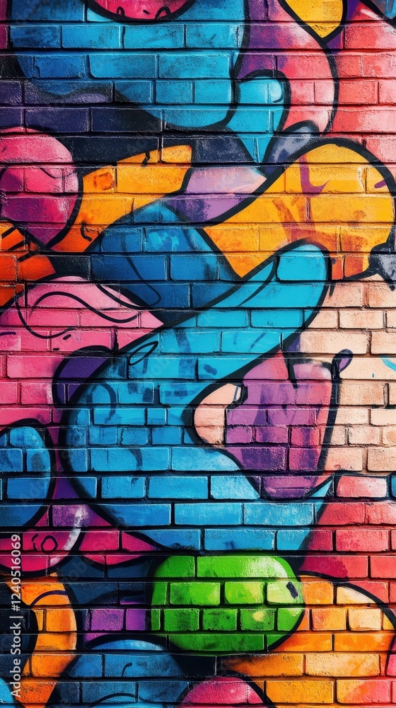 Obraz premium Vibrant Graffiti Art on Brick Wall