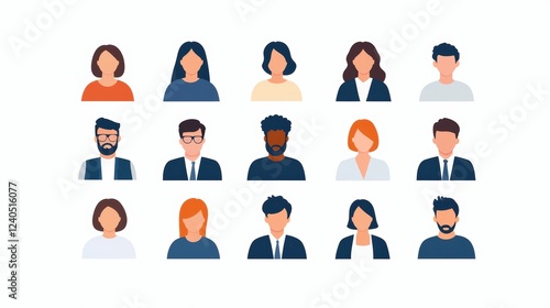 Diverse portrait collection of various genders and races in minimalist style