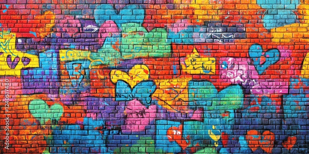 Fototapeta premium Colorful Graffiti Art On A Brick Wall