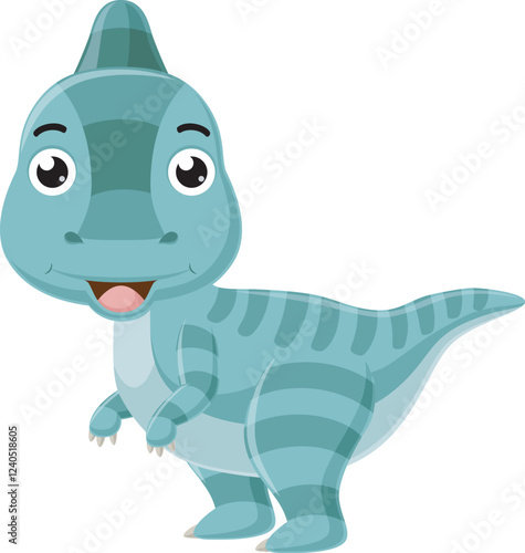 Cartoon little parasaurolophus on white background