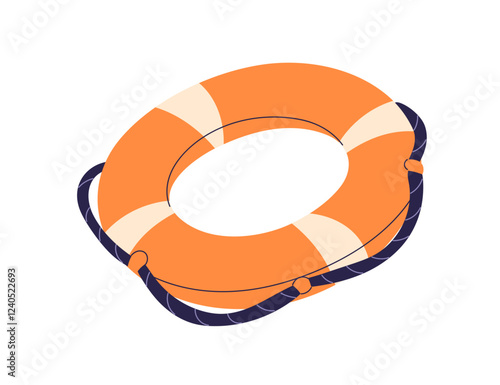 Lifebuoy, safety ring for rescue, emergency in water. Life buoy, lifesaver equipment with rope. Survival, rubber saver for sea accident. Flat vector illustration isolated on white background
