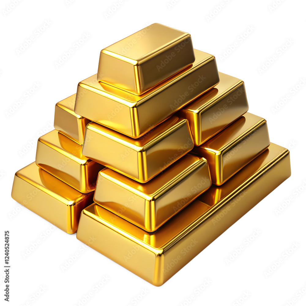 Stack of Shiny Gold Bars in Pyramid Shape Stack of Shiny Gold Bars in Pyramid Shape