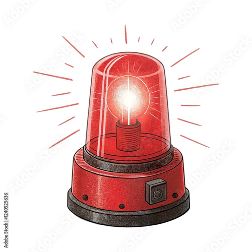 Red Emergency light alarm isolated on transparent background Generative Ai