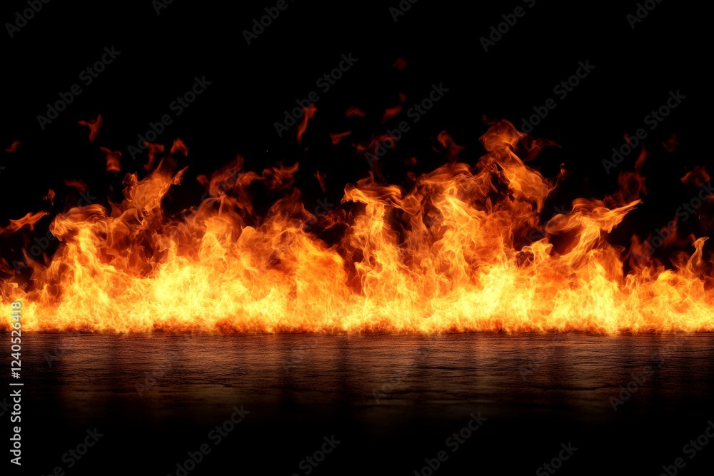 Fototapeta premium Dramatic flames dance across a dark backdrop creating an intense and fiery atmosphere