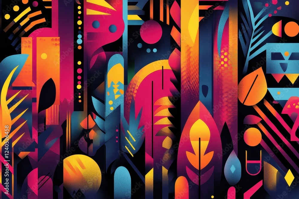 Obraz premium Abstract Colorful Geometric Shapes And Patterns Design