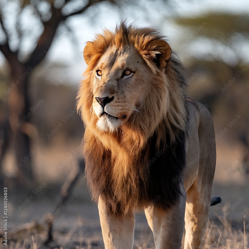 Stunning Close-up of a Lion's Face with Intense Expression Stunning Close-up of a Lion's Face with Intense Expression