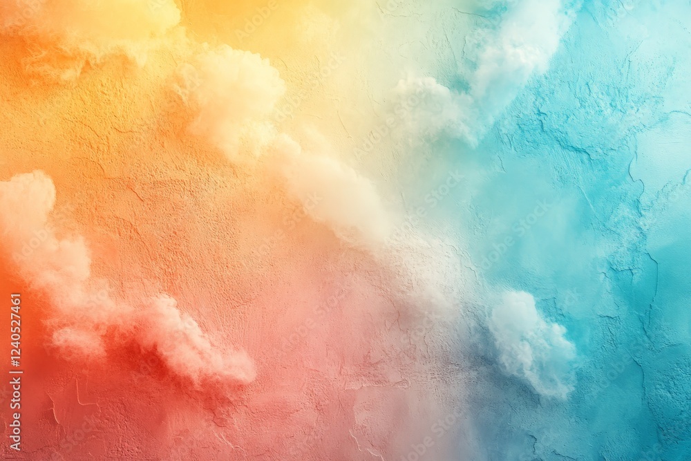 Vibrant abstract wall texture with gradient colors and soft cloud formations in warm and cool tones Vibrant abstract wall texture with gradient colors and soft cloud formations in warm and cool tones