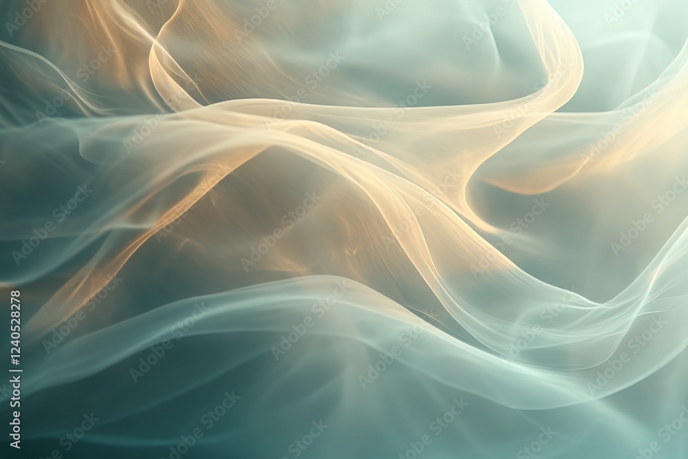 Fototapeta premium Fluid wisps intertwining in soft hues create a serene abstract backdrop showcasing ethereal movement and delicate textures