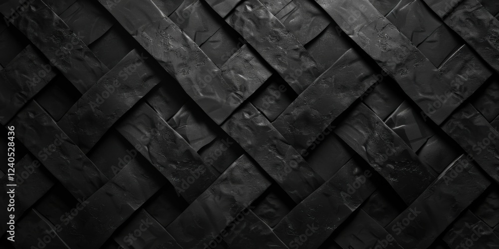 Fototapeta premium A stark black canvas with clean, minimalist parallelogram patterns, Symmetrical and dynamic design