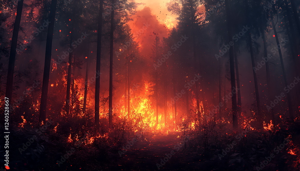 A forest fire is raging in the wilderness A forest fire is raging in the wilderness