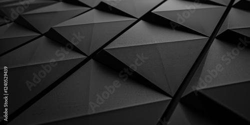 A stark black canvas with clean, minimalist parallelogram patterns, Symmetrical and dynamic design photo