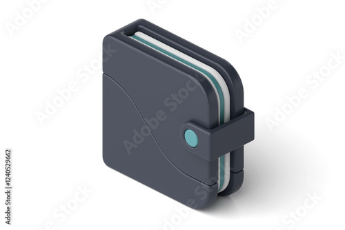 Obraz na płótnie Dark gray wallet isometric view, featuring modern dark design, 3d rendering w salonie