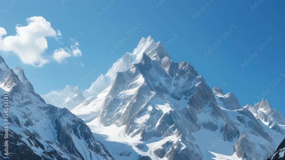 Obraz premium Breathtaking snowy mountain peaks under a clear blue sky