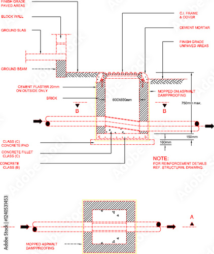 vector sketch illustration of the silhouette of the INSPECTION CHAMBER design for the duct control body.