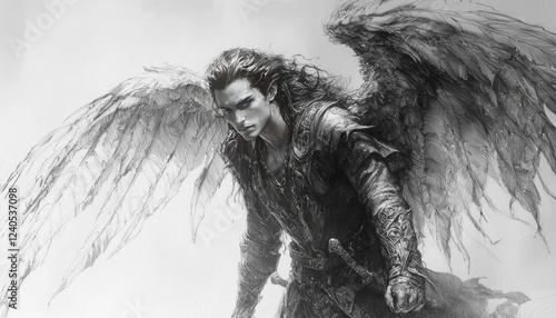 Fallen angel, beautiful daemon, Azazel. AI generative