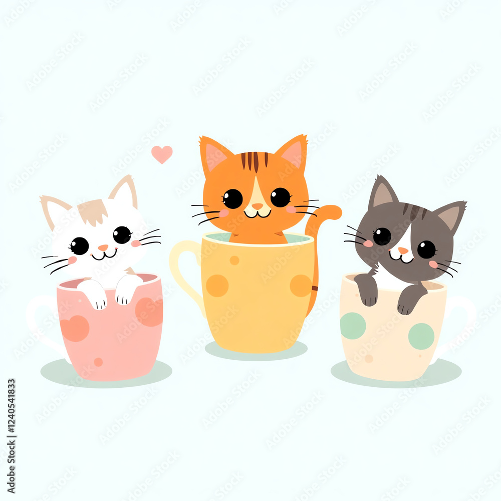 Here are a few options for your stock photo description, all under 200 characters:
**Option 1 (Concise):**
>Three adorable kittens nestled in colorful mugs Here are a few options for your stock photo description, all under 200 characters:
**Option 1 (Concise):**
>Three adorable kittens nestled in colorful mugs