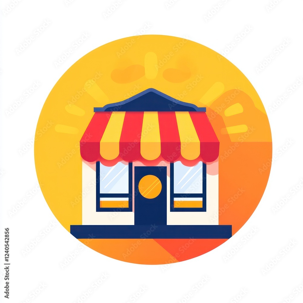 Obraz premium Sunny storefront, retail shop, vibrant, open, business