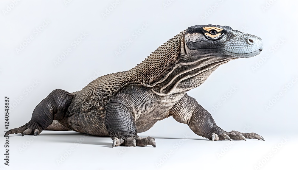 Obraz premium Komodo Dragon Posing Against A White Background