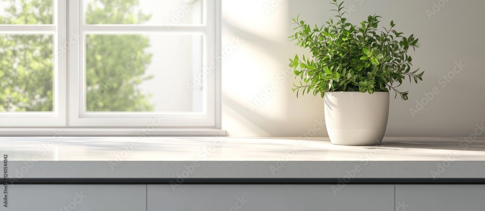 Serene Minimalist Kitchen Windowsill Plant Serene Minimalist Kitchen Windowsill Plant